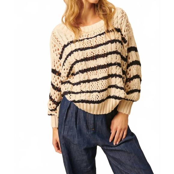 NEW JOHN + JENN wes sweater in navy / cream - Picture 1 of 3